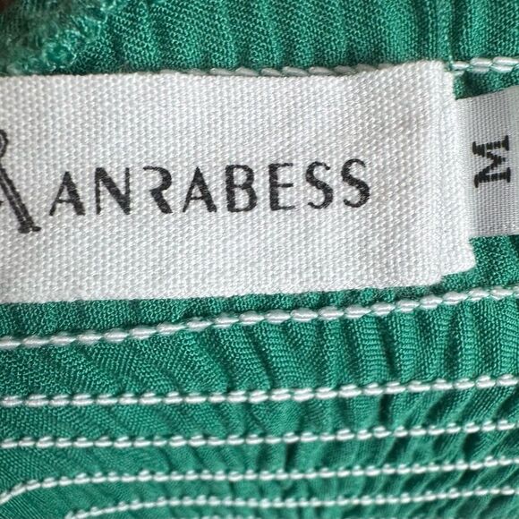 Boutique Anrabess Emerald green one shoulder smocked flowy midi dress medium - Picture 8 of 9